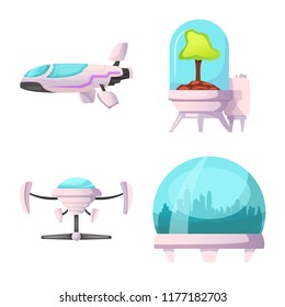 Vector illustration of mars and space logo. Collection of mars and planet stock symbol for web.