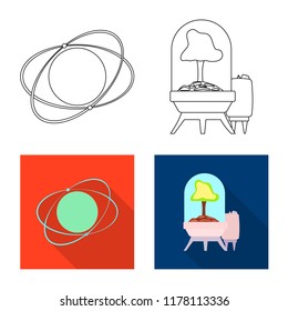 Vector illustration of mars and space logo. Set of mars and planet stock vector illustration.