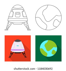 Vector illustration of mars and space logo. Collection of mars and planet vector icon for stock.