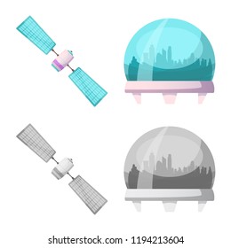 Vector illustration of mars and space logo. Collection of mars and planet vector icon for stock.