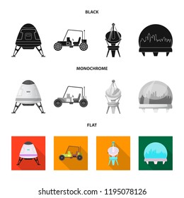 Vector illustration of mars and space logo. Set of mars and planet stock symbol for web.