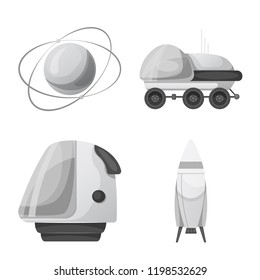 Vector illustration of mars and space logo. Set of mars and planet stock symbol for web.