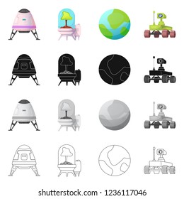 Vector illustration of mars and space logo. Collection of mars and planet vector icon for stock.