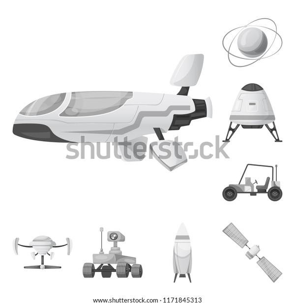 Vector illustration of mars and\
space logo. Collection of mars and planet stock symbol for\
web.
