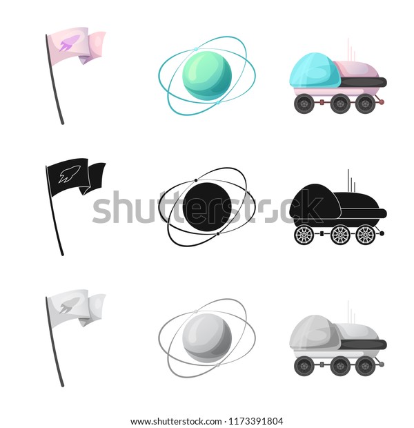 Vector illustration of mars and\
space logo. Collection of mars and planet vector icon for\
stock.