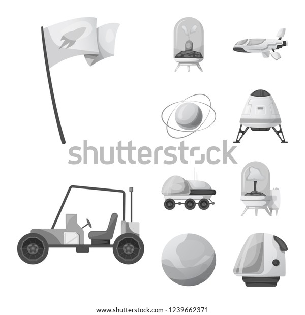 Vector illustration of mars and space\
logo. Set of mars and planet vector icon for\
stock.