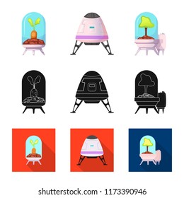 Vector illustration of mars and space sign. Collection of mars and planet stock symbol for web.