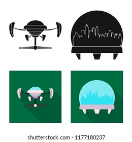 Vector illustration of mars and space sign. Set of mars and planet stock symbol for web.