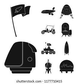 Vector illustration of mars and space sign. Collection of mars and planet stock symbol for web.
