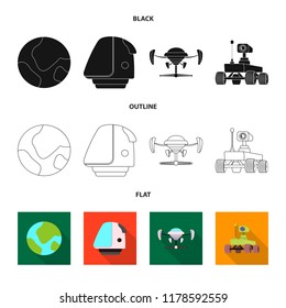 Vector illustration of mars and space sign. Set of mars and planet stock symbol for web.