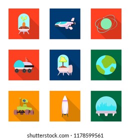 Vector illustration of mars and space sign. Set of mars and planet stock vector illustration.