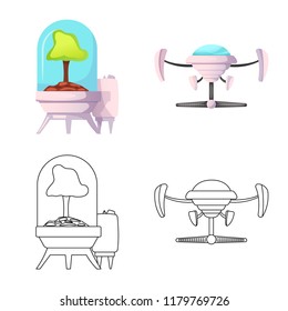 Vector illustration of mars and space sign. Collection of mars and planet stock symbol for web.