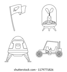 Vector illustration of mars and space sign. Set of mars and planet stock vector illustration.