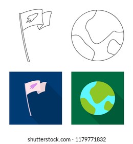 Vector illustration of mars and space sign. Collection of mars and planet stock vector illustration.