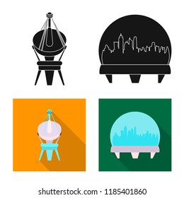 Vector illustration of mars and space sign. Set of mars and planet vector icon for stock.