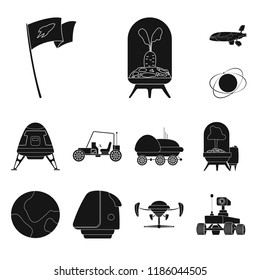 Vector illustration of mars and space sign. Collection of mars and planet stock symbol for web.