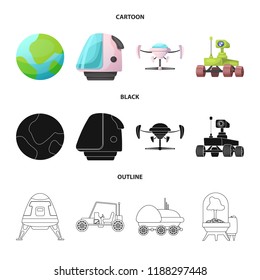 Vector illustration of mars and space sign. Collection of mars and planet stock vector illustration.
