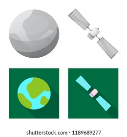 Vector illustration of mars and space sign. Set of mars and planet stock symbol for web.