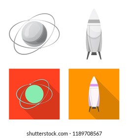 Vector illustration of mars and space sign. Set of mars and planet stock vector illustration.