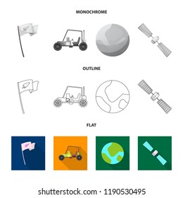 Vector illustration of mars and space sign. Collection of mars and planet stock vector illustration.