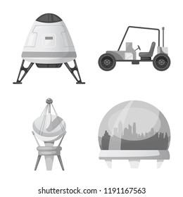 Vector illustration of mars and space sign. Collection of mars and planet stock vector illustration.