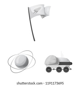 Vector illustration of mars and space sign. Collection of mars and planet vector icon for stock.
