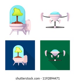 Vector illustration of mars and space sign. Collection of mars and planet stock vector illustration.