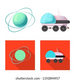 Vector illustration of mars and space sign. Set of mars and planet stock symbol for web.