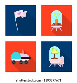 Vector illustration of mars and space sign. Collection of mars and planet stock symbol for web.