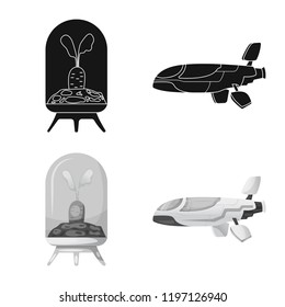 Vector illustration of mars and space sign. Set of mars and planet stock symbol for web.
