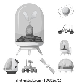 Vector illustration of mars and space sign. Collection of mars and planet stock vector illustration.