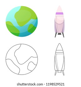 Vector illustration of mars and space sign. Collection of mars and planet vector icon for stock.