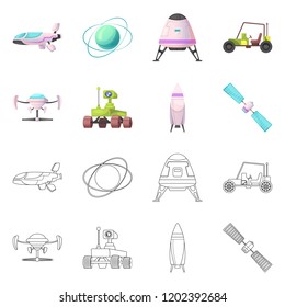 Vector illustration of mars and space sign. Collection of mars and planet stock vector illustration.