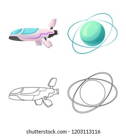 Vector illustration of mars and space sign. Collection of mars and planet stock vector illustration.