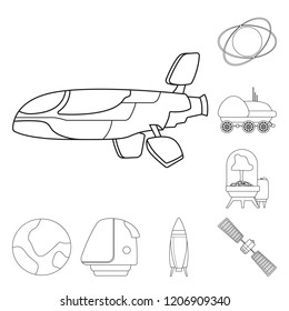 Vector illustration of mars and space sign. Set of mars and planet vector icon for stock.