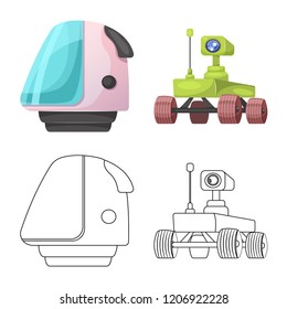 Vector illustration of mars and space sign. Collection of mars and planet stock vector illustration.