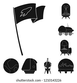 Vector illustration of mars and space sign. Collection of mars and planet stock symbol for web.