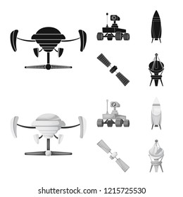 Vector illustration of mars and space sign. Collection of mars and planet stock symbol for web.