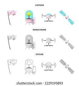 Vector illustration of mars and space sign. Collection of mars and planet stock vector illustration.