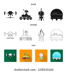 Vector illustration of mars and space sign. Set of mars and planet vector icon for stock.