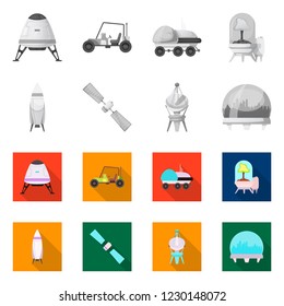 Vector illustration of mars and space sign. Collection of mars and planet stock vector illustration.