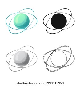 Vector illustration of mars and space sign. Set of mars and planet stock vector illustration.