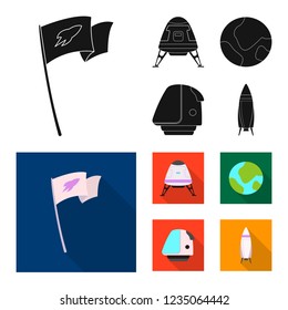 Vector illustration of mars and space sign. Collection of mars and planet stock symbol for web.