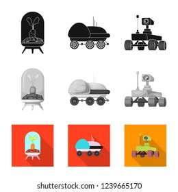 Vector illustration of mars and space sign. Set of mars and planet stock vector illustration.