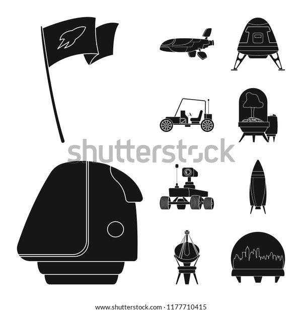 Vector illustration of mars and
space sign. Collection of mars and planet stock symbol for
web.