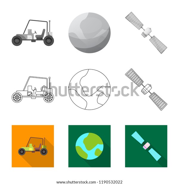Vector illustration of mars and\
space sign. Collection of mars and planet stock symbol for\
web.