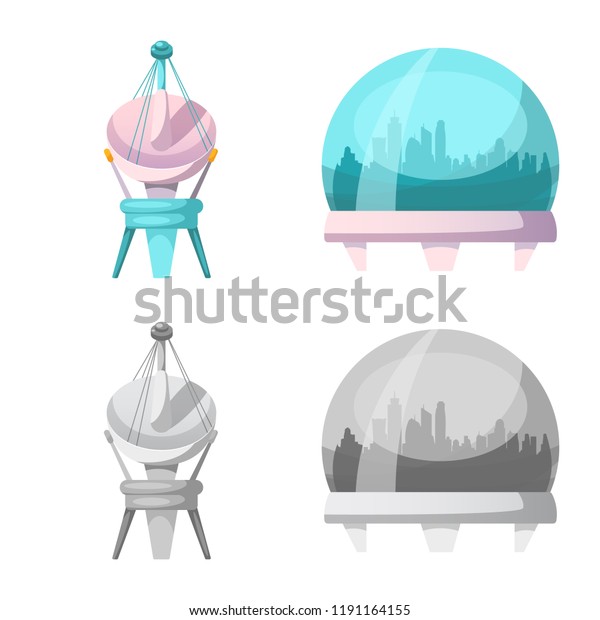 Vector Illustration Mars Space Sign Set Stock Vector