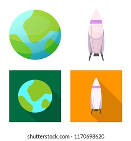 Vector illustration of mars and space symbol. Set of mars and planet stock vector illustration.