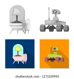 Vector illustration of mars and space symbol. Set of mars and planet stock vector illustration.