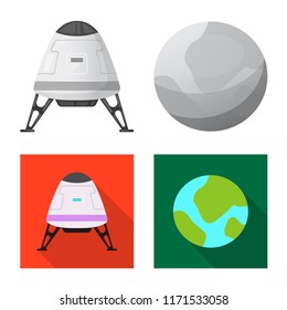 Vector illustration of mars and space symbol. Set of mars and planet vector icon for stock.